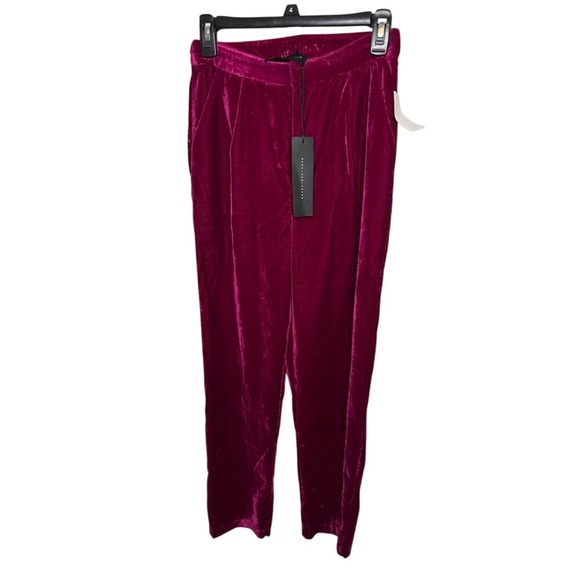 Knew One Cares Velvet Pants Fuchsia Pink High Waist‎ Trousers New - Picture 1 of 4